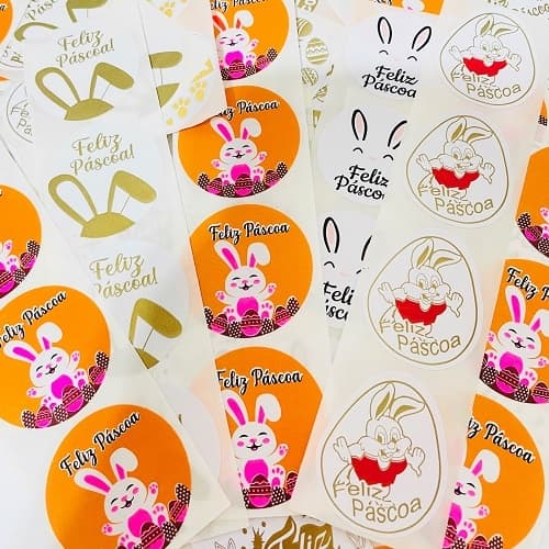 Etiquetas adesivas Feliz Páscoa