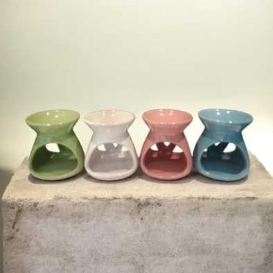 Kit 3 Castiçais De Cerâmica Aromaterapia Difusor de Aroma Colorido(branco,azul,verde,rosa) Porta Vela