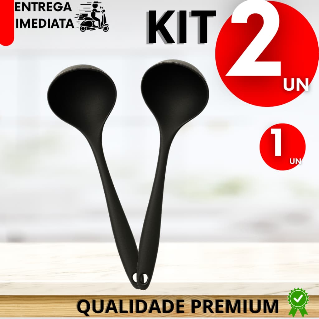 Kit Concha de Silicone 2/1 Peças Para Cozinha Serve Grandes Porções