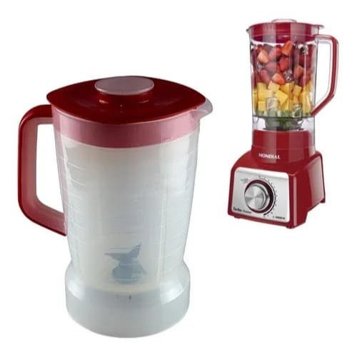 Copo para Liquidificador Mondial L1000 Vermelho Translucido L-1000W / L-1200w / L-1100w Inox - Micromax