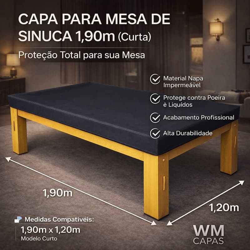 Capa Sinuca/Bilhar 1,90 X 1,20 Curta Napa Impermeável