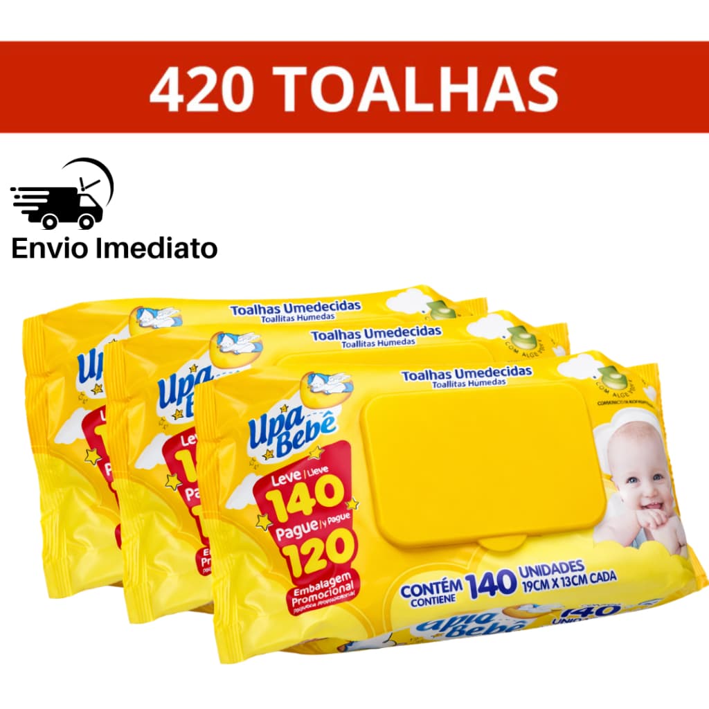 Toalhas Umedecidas 420un 3 Pacotes Upa Bebê Promoção