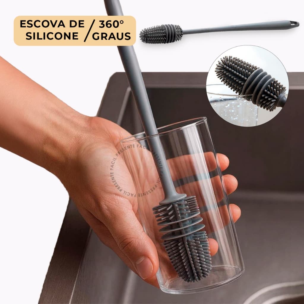 Escova De Silicone Lavar Garrafa Mamadeira Copo Taça Ou Banheiro Casa Cozinha Limpeza Multiuso