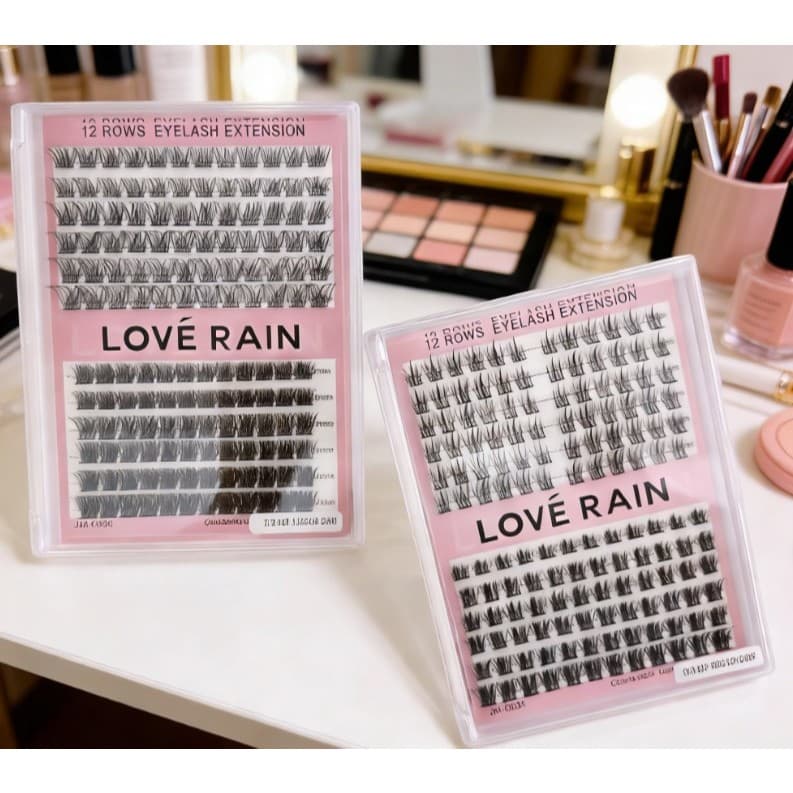 Cílios Postiços LOVÉ RAIN - 12 Filas de Extensão | Modelos JM-0304 e JM-0305