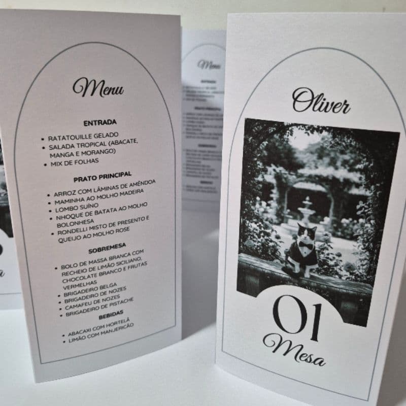 Menu de Casamento Triangular Personalizado Papel 180g