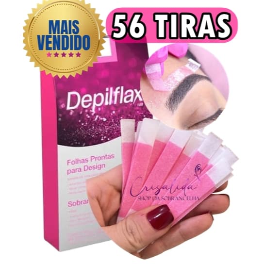 Kit 56 Tiras de Cera de Sobrancelhas  e Buço Depilação Fitas Depilflax Rosa Mosqueta