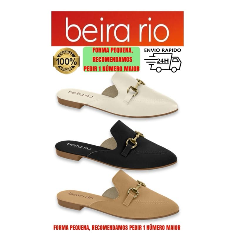 Sandália Mule Sapato Feminino Beira Rio Bico Fino Confortável Fivela Original