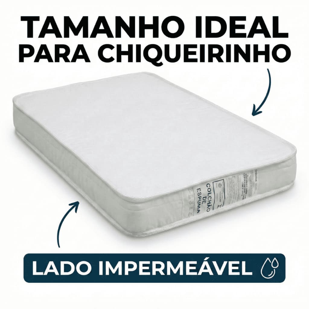 Colchão Para Berço Chiqueirinho Impermeável De Espuma D18 100x70x10cm Certificado Inmetro