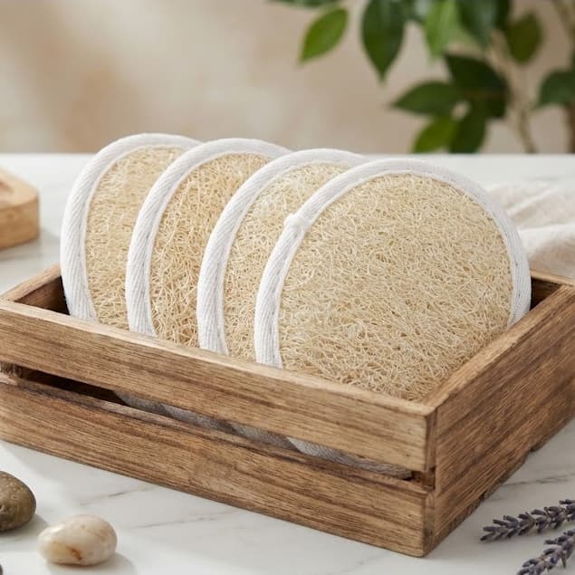 Kit 5 Buchas Vegetal Oval Natural Esfoliante Banho Corporal Ecológica Limpeza Profunda Uso Diário