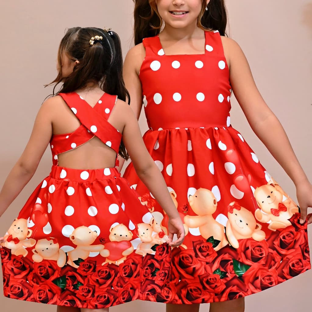 Vestido Estampado Menina Junino Xadrez Casual Infantil Bloguerinha Confortável Colorida