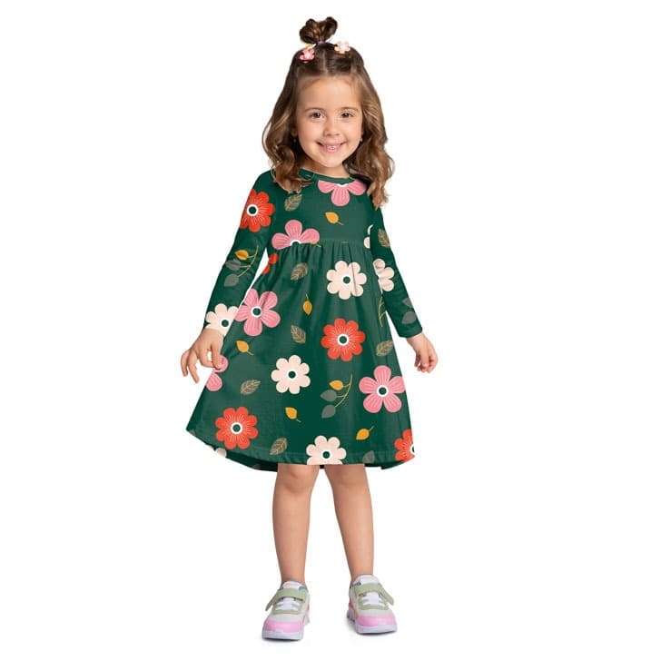 VESTIDO INFANTIL KYLY FLORAL MANGA LONGA - REF.1001501
