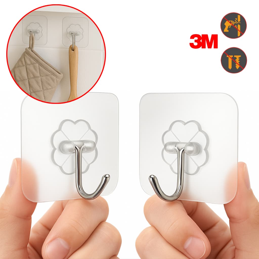 KIT Ganchos Adesivos 10 OU 20 Ganchos Multi Funcional Autocolante Casa Cozinha Banheiro Organizado