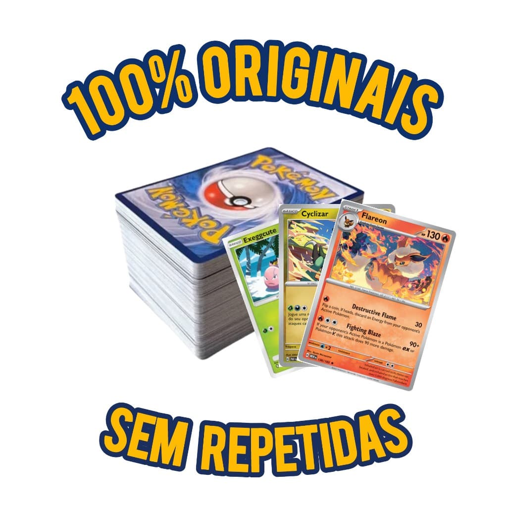 Cartas Pokémon Originais - Kits com 20, 40 ou 60 - Zero Repetidas + Brilhantes garantidas