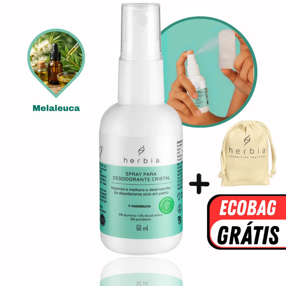 Spray Melaleuca 60ml intensificador de Desodorante Natural Cristal Herbia