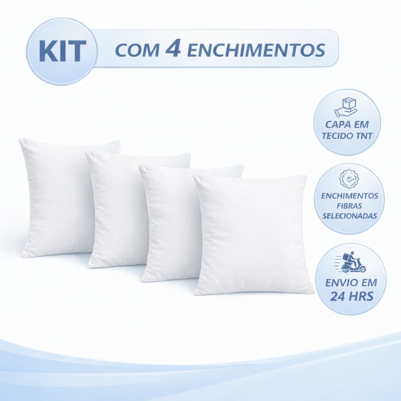 4 Refil Almofada 45x45 Para Sofa Poltrona Cama Macia e Confortável Envio Imediato