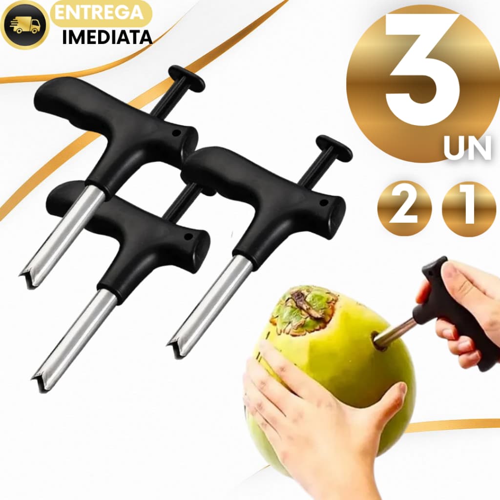Abridor de Coco Inox Manual 3/2/1 Furador Para Coco Verde Quiosques e Praia