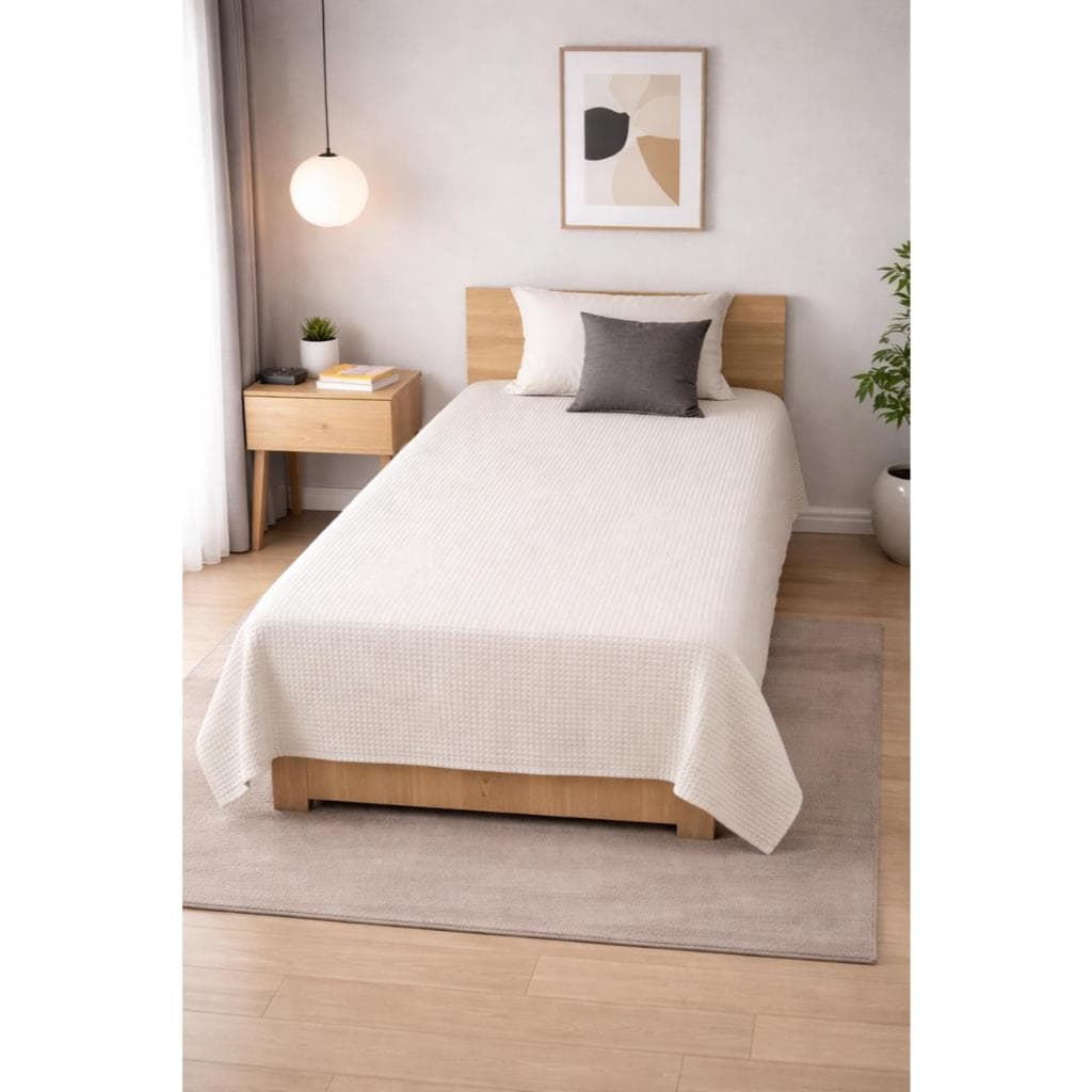 Colcha Cama De Solteiro Padrão Piquet Cobre Leito 1,40X2,20M