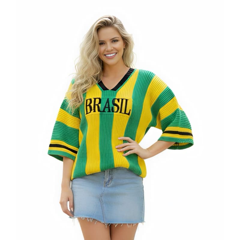 BLUSA TRICOT VERDE AMARELA BRASIL