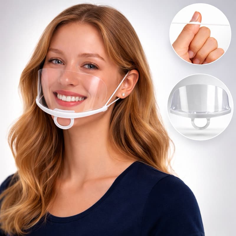 Kit 10 Máscaras Acrílicas Transparentes Reutilizáveis para Estética e Maquiagem