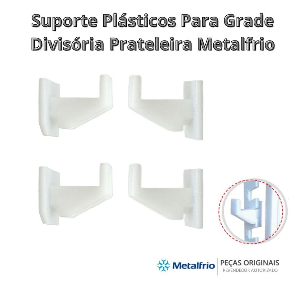 08 Suportes Plásticos Para Grade Divisória Prateleira Metalfrio