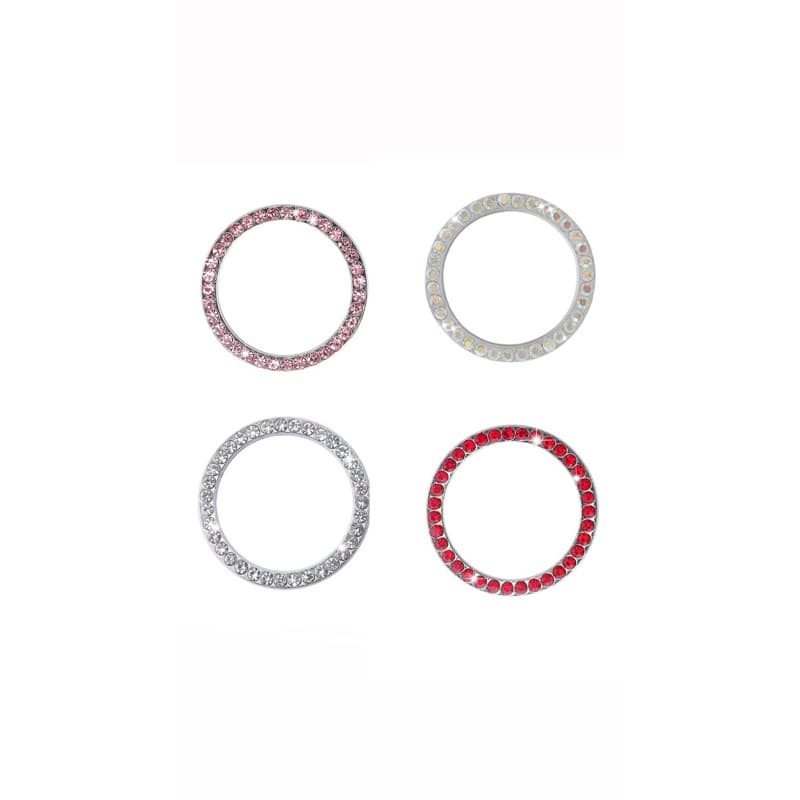 Enfeite Anel Botão de Partida Start Stop Diamantes Rosa Pink