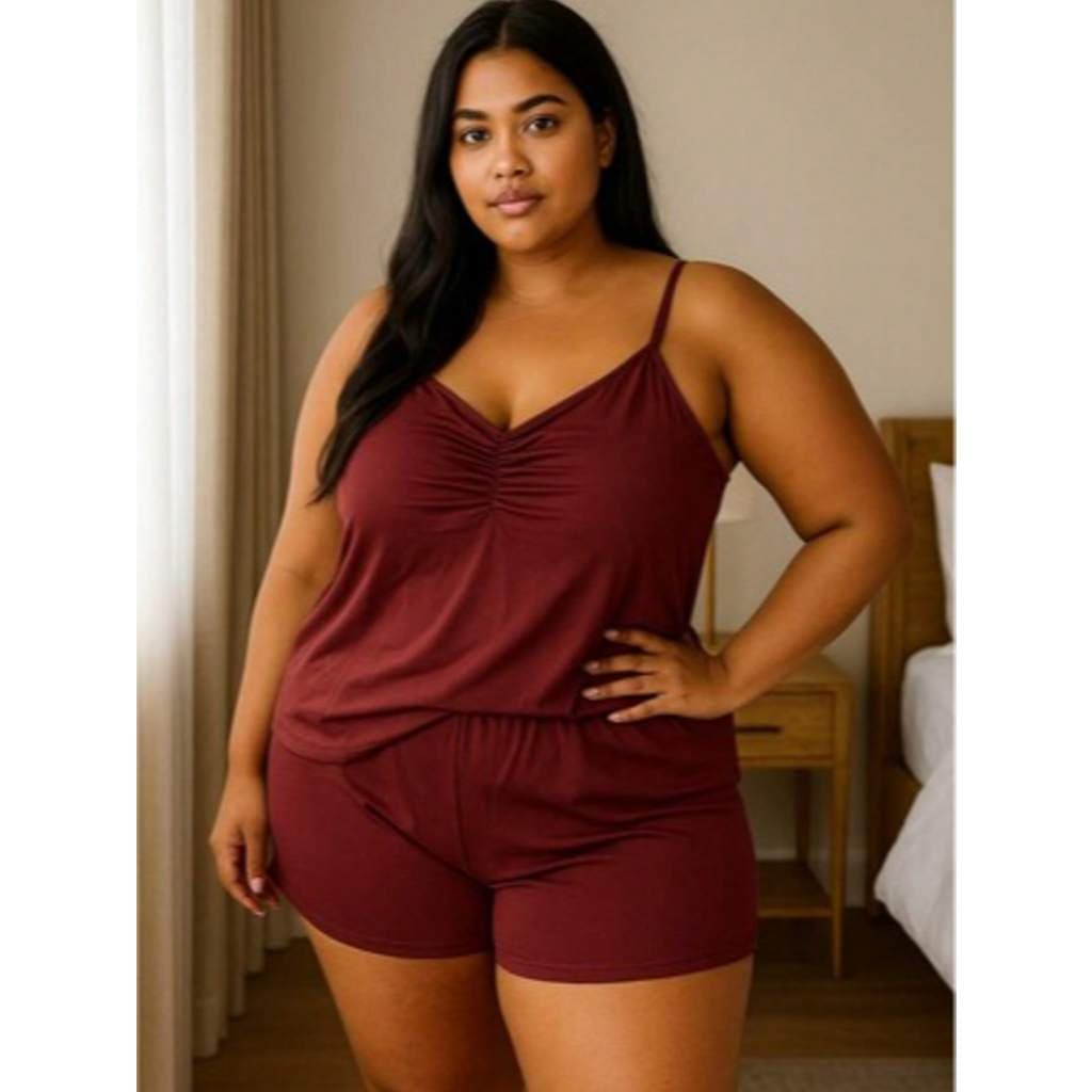 Kit 5 Conjunto Baby Doll Plus Size em Poliéster Liso Short Feminino Adulto Conforto ao Dormir.