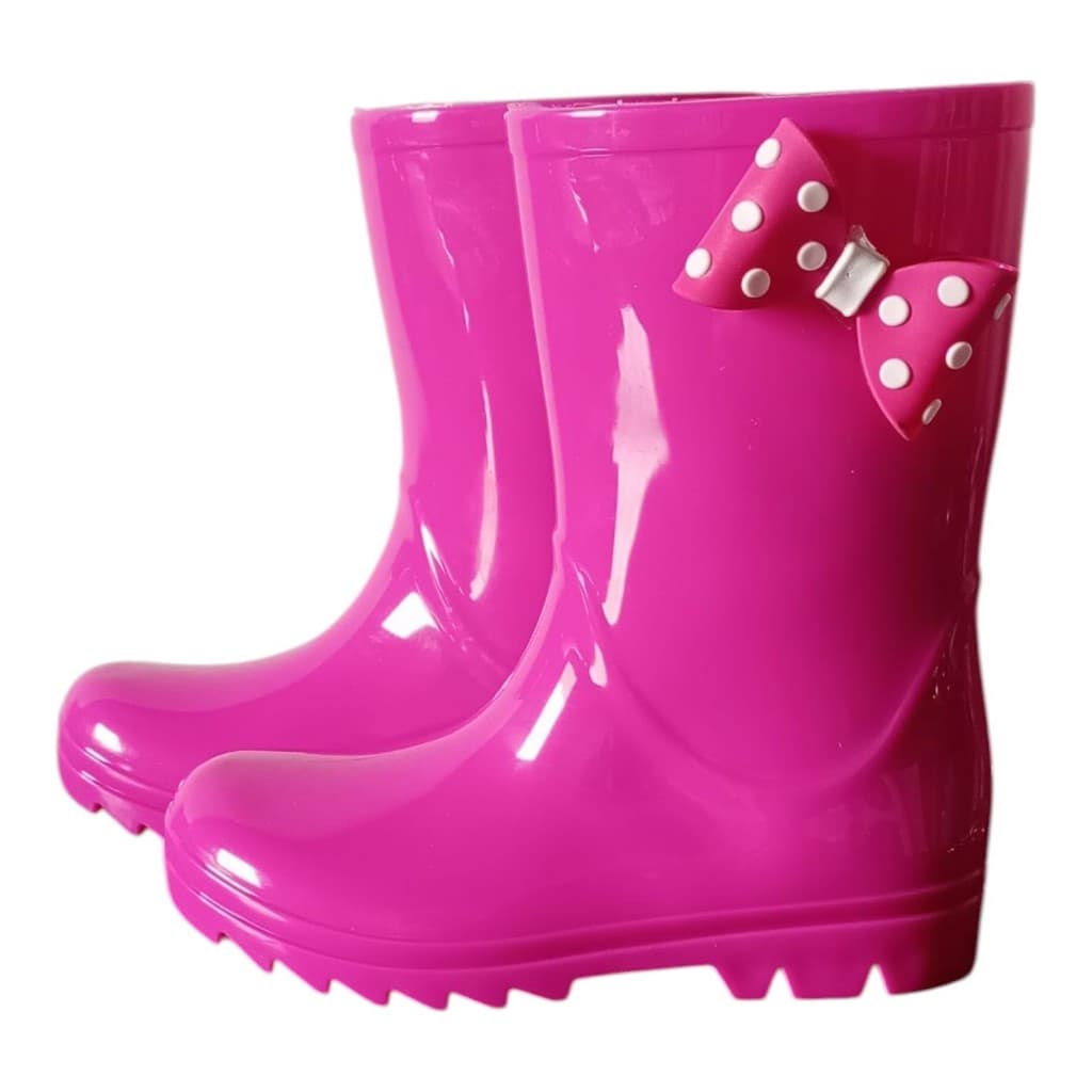 Galocha cano alto Laço Pink Poá – Delicado, Charmoso e Super Estiloso chuva volta as aulas