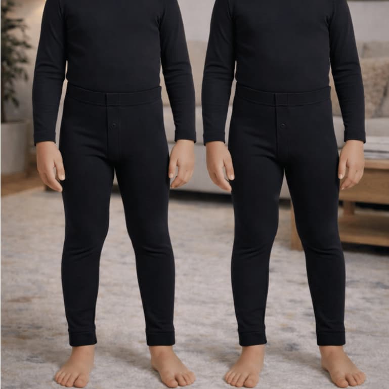 2 Pçs Kit Calça Térmica Masculina juvenil Segunda Pele Pelinho por dentro com Botão sem pé