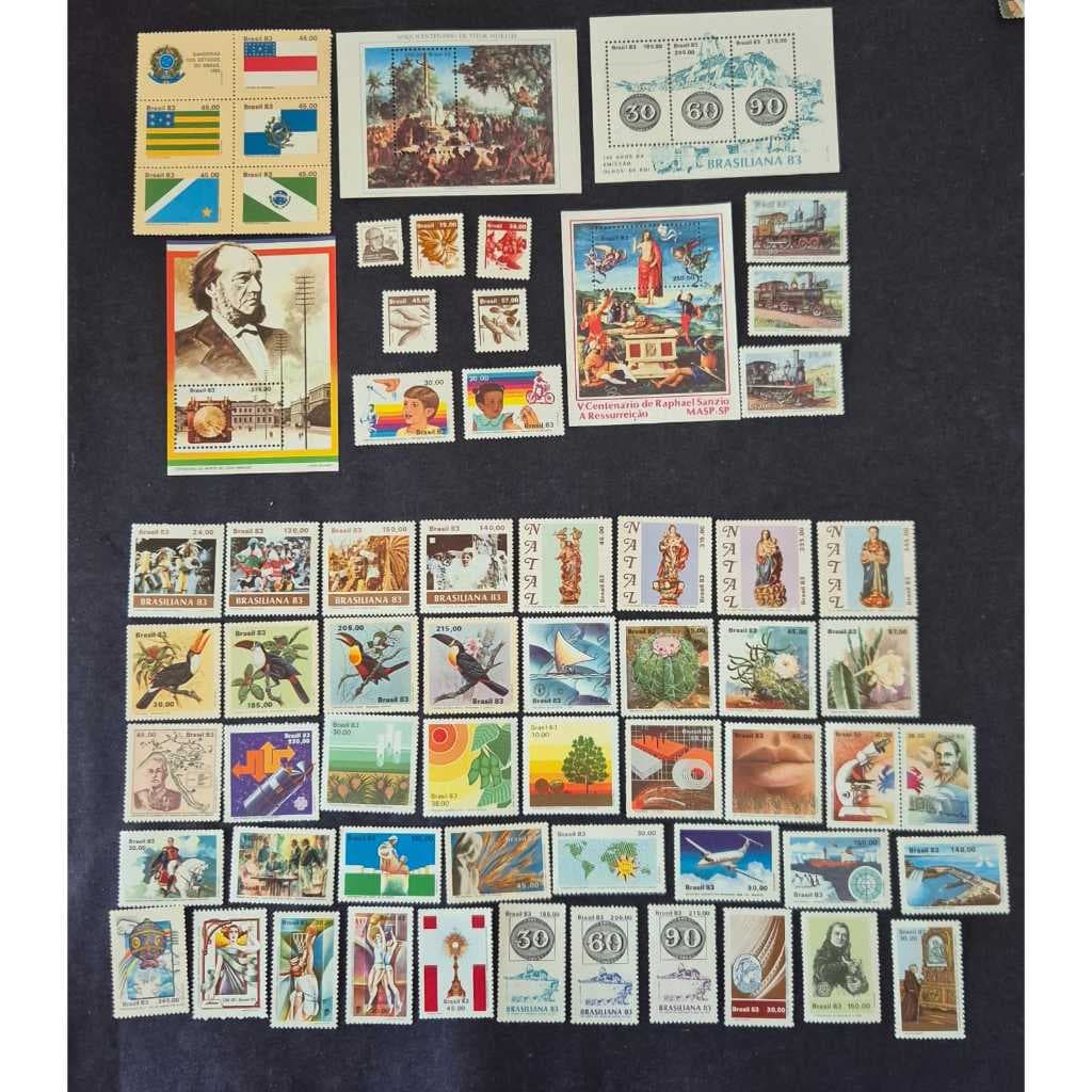 ANO COMPLETO TOTAL DE SELOS DE 1983 - COMEMORATIVOS+HANSEN+ORDINÁRIOS+BLOCOS MINT VER DESCRIÇÃO.