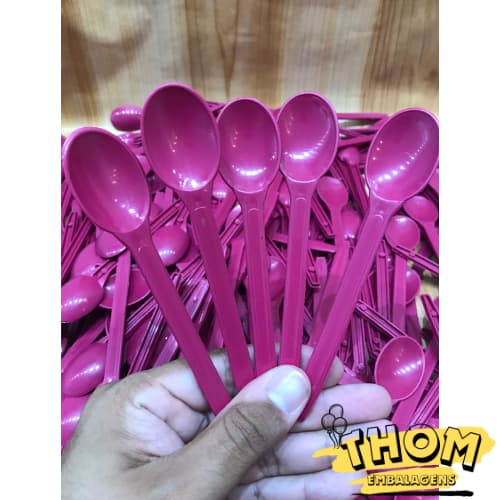 50 A 300 Colher Descartável Rosa Reforçada para Açaí Doces Sorvetes Super Resistente e Prática