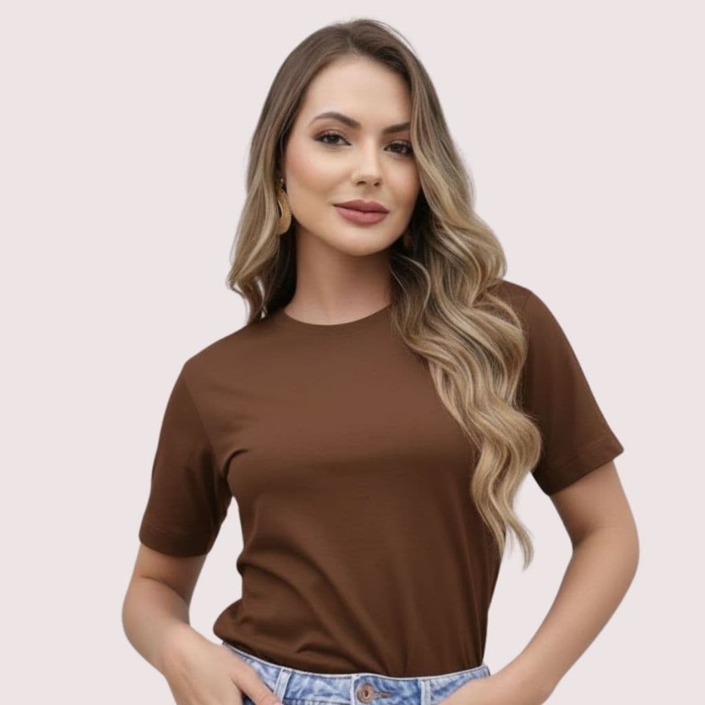Camiseta Feminina Manga Curta Algodão Premium Slim Confortável Moda Gringa Blogueirinha