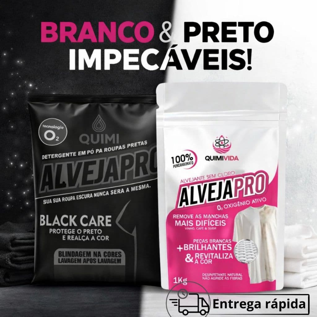 Kit Percarbonato de Sódio 100% Puro e Percarbonato de Sódio Black 1Kg Roupas Limpas e Cuidadas