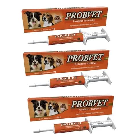 3 Unidades Probvet Probiótico e Prebiótico Suplemento Para Cães e Gatos 14g Vetbrás