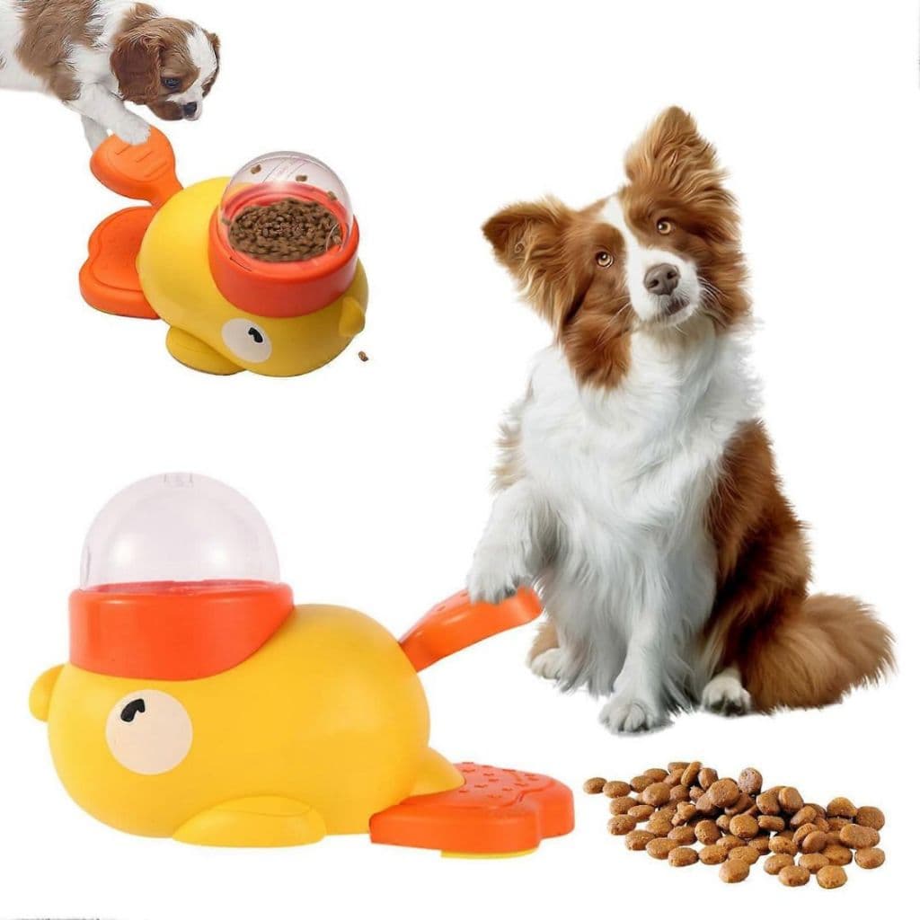 Dispensador Interativo De Comida Para Pets Em Forma De Pato Amarelo, Tigela Lenta para Pets