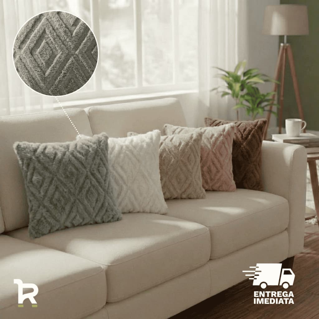 Capas Almofadas Decorativas 45X45cm Aveludada Pelúcia com Zíper para Quarto Sala Cama Sofá