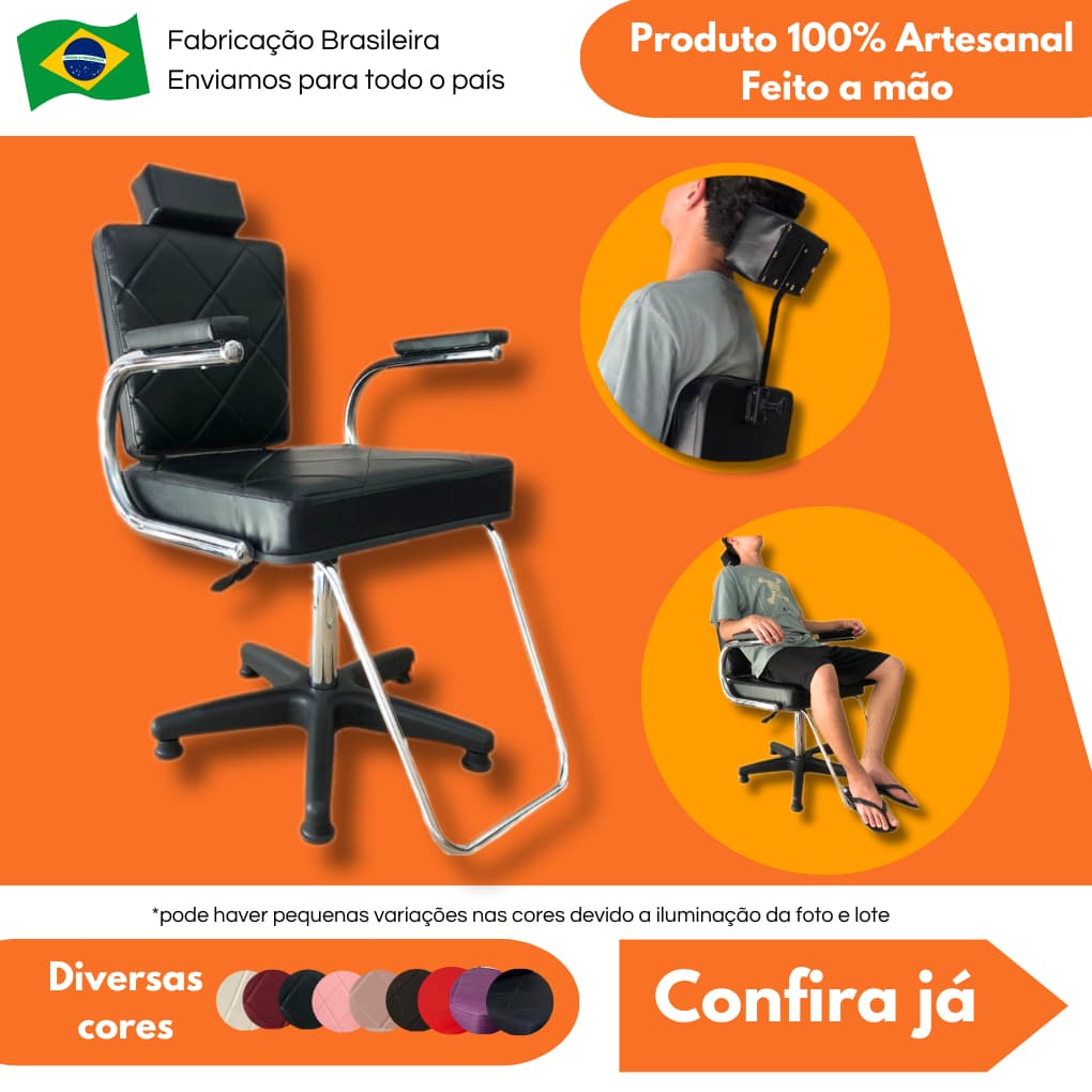 Cadeira Para Salão de Beleza Cabeleireiro Ideal Para Cortes Escova e Alisamento Make Tranças Barber