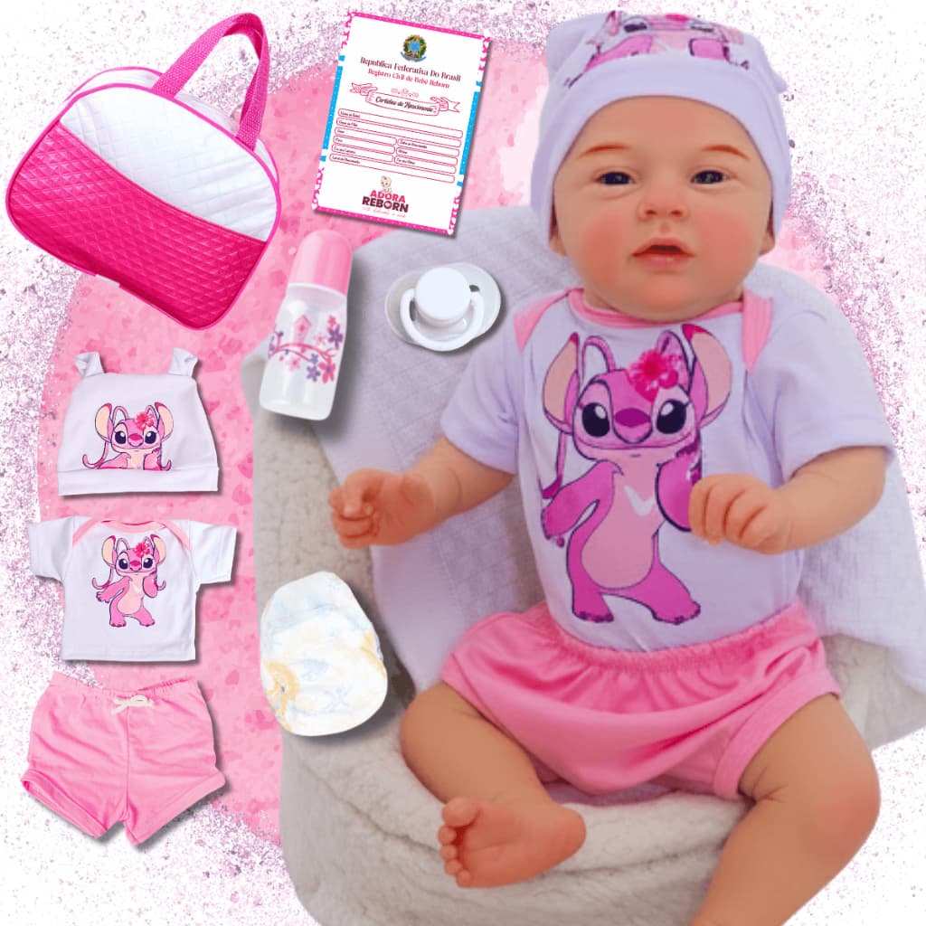 Bebê Reborn Boneca Menina Realista Angel Original Corpinho Em Silicone Com Bolsa Maternidade