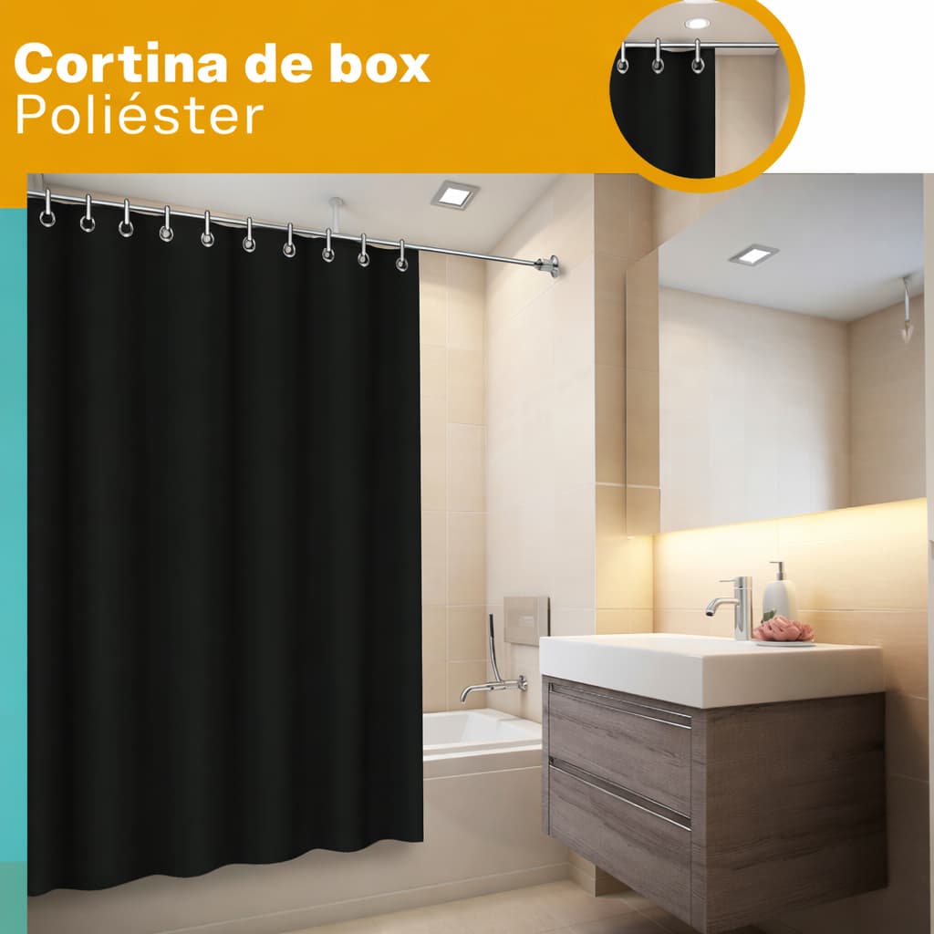 CORTINA DE BOX EM TECIDO POLIESTER ANTIMOFO LUXO COM GANCHOS