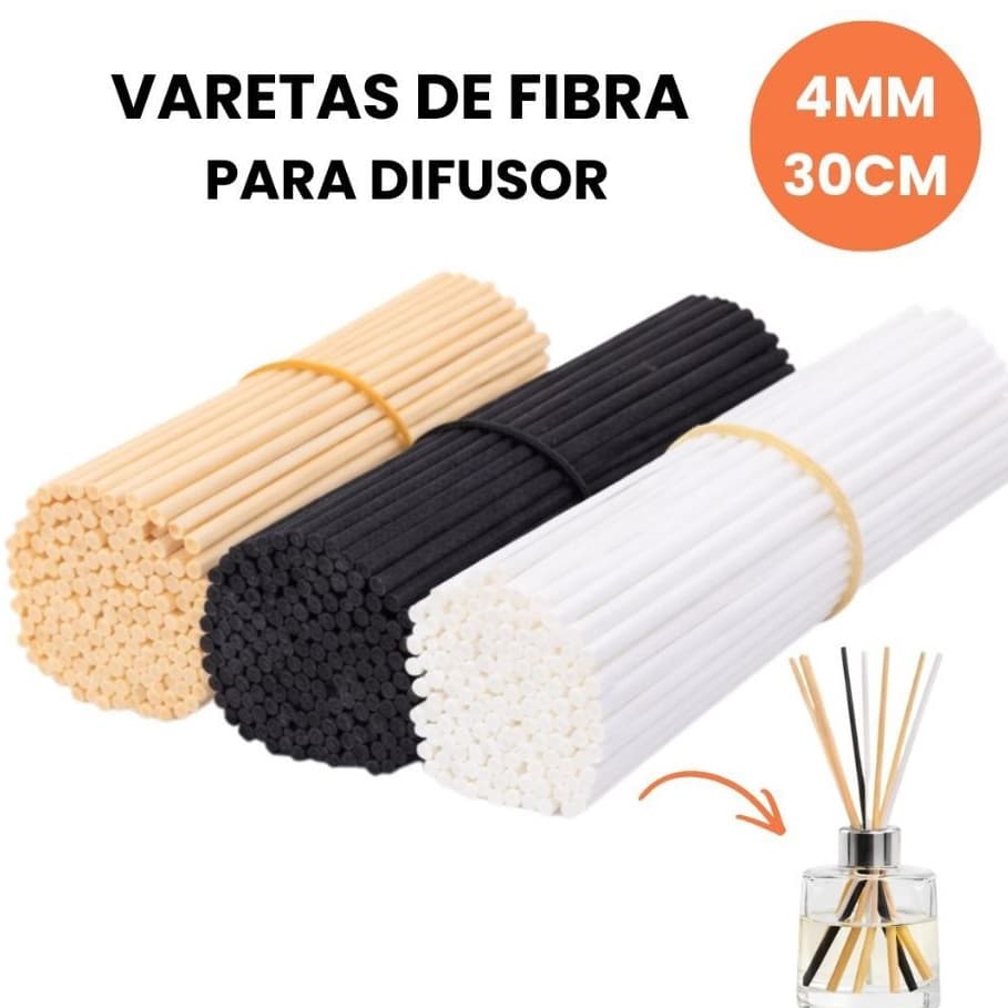 Varetas para Difusor de Ambientes Fibras de Algodão 30cm 4mm Branca Preta Rose Aromatizador