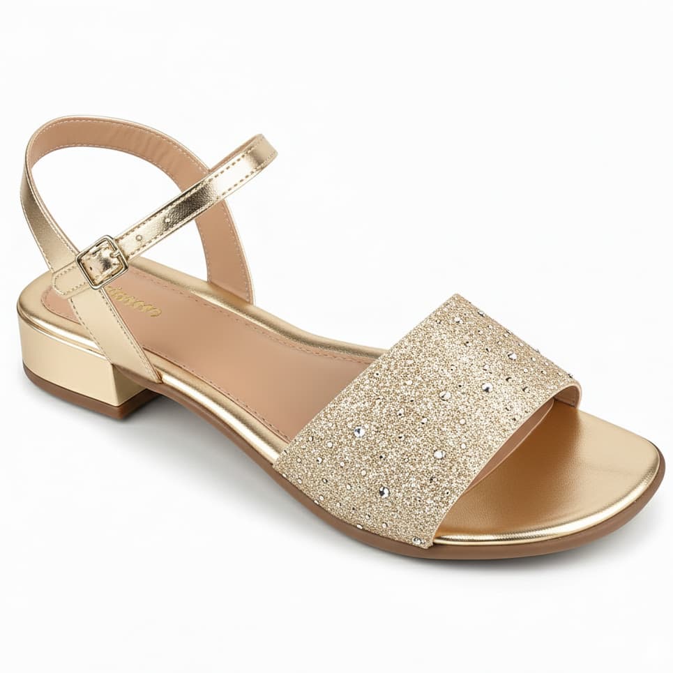 Sandália Infantil Menina com Brilho Saltinho Confortável para Festa Natal Ano Novo Passeio 28 ao 36