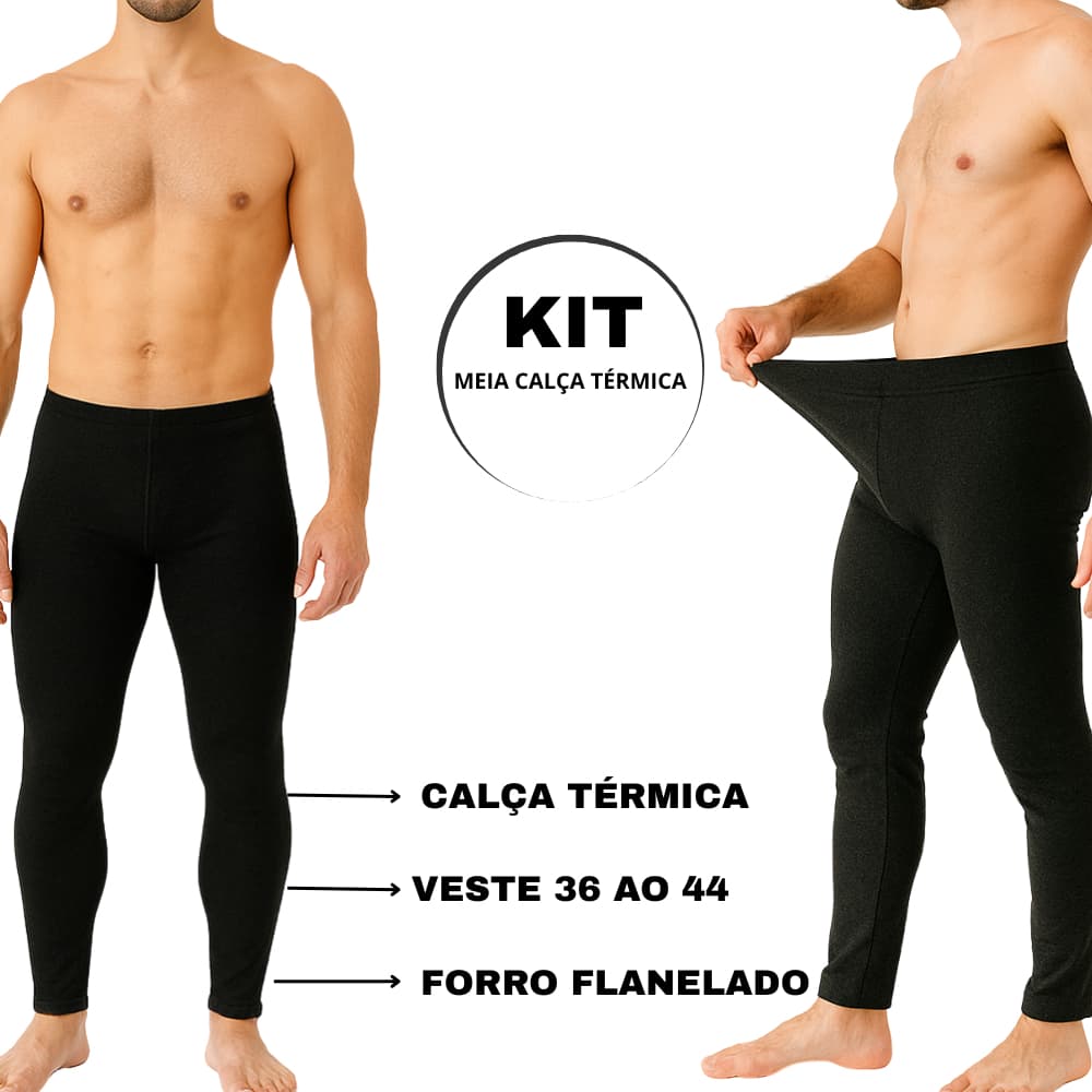 Kit Meia Calça Termica Flanelada Masculina Sem Pé Inverno Peluciada Promoção MK