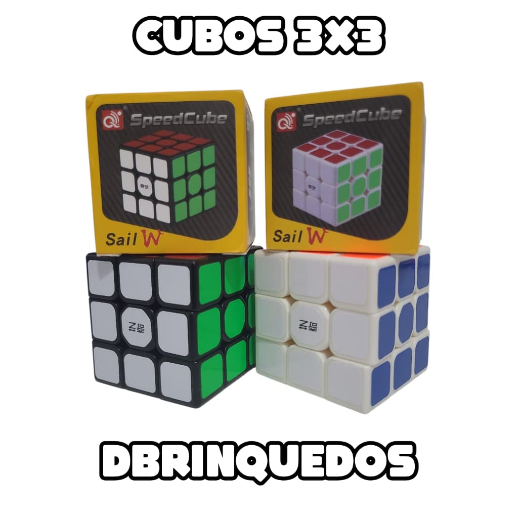 Cubo Mágico 3x3 QY SpeedCube Sail W Preto ou Branco Adesivado Profissional Giro Suave