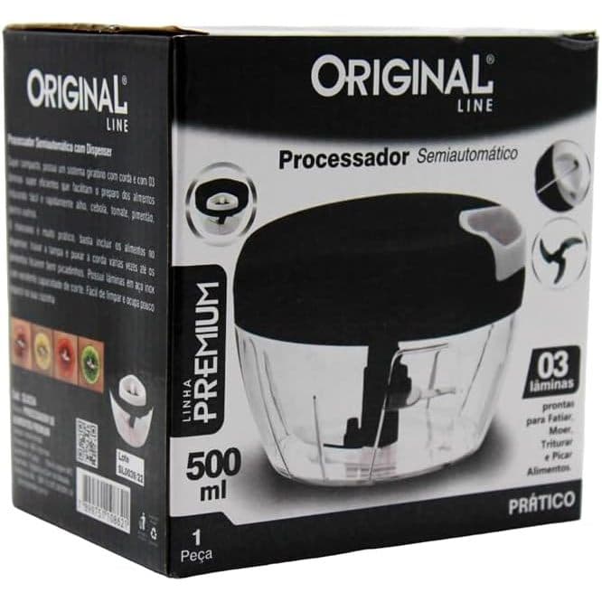 Triturador Cortador Alho Cebola Processador Alimentos Manual  Laminas PRETO/VERMELHO