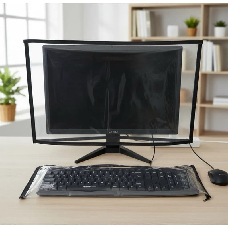 Capa de proteção transparente  para Monitor 19 até 27 Polegadas +  capa teclado c/ Zíper