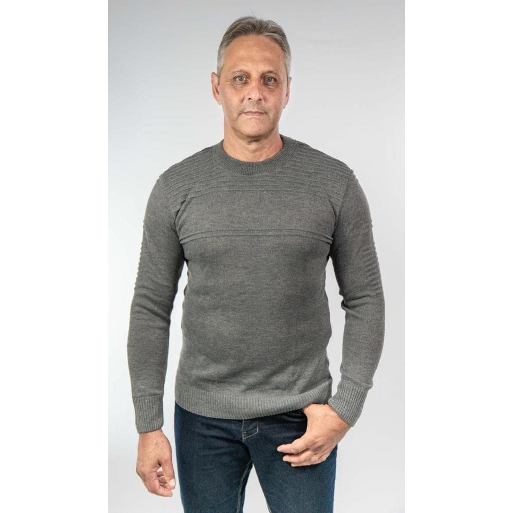 Blusa de Frio Masculina Suéter de Tricot Inverno Gola Redonda Texturizada Tam. M G GG 2026