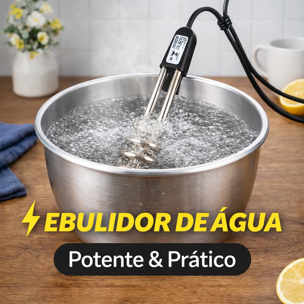 Ebulidor Elétrico Aquecedor Rápido Água 500W/1000W Capacidade 127V/220V Seguro Prático Cozinha