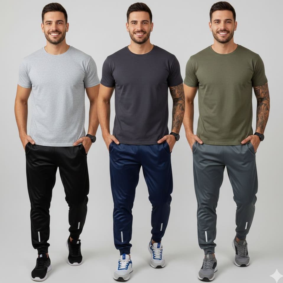 Calças Jogger Com Refletivo Para Academia Tecido Frio Forrado Bolsos Com Ziper