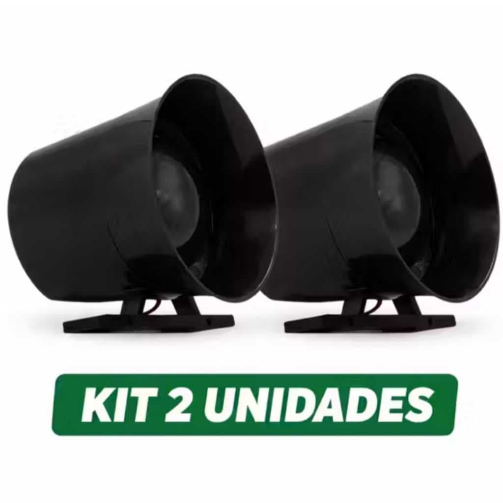 Kit 2 Sirene Piezoelétrica Ipec A3059 12V 116dB Para Central de Alarme Residencial Comercia