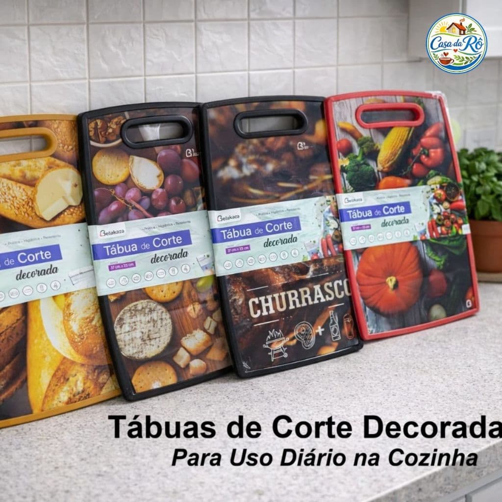 Tábua de Carne Corte Churrasco Legumes Retangular Estampada Resistente