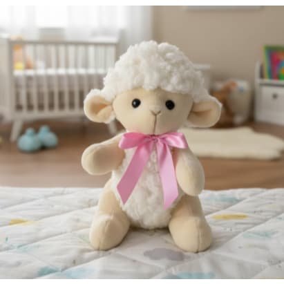 Ovelha de Pelúcia com Laço Várias Cores 24 cm em pé Brinquedo Criança e Bebê Presente Decoração Ovelhinha Articulada
